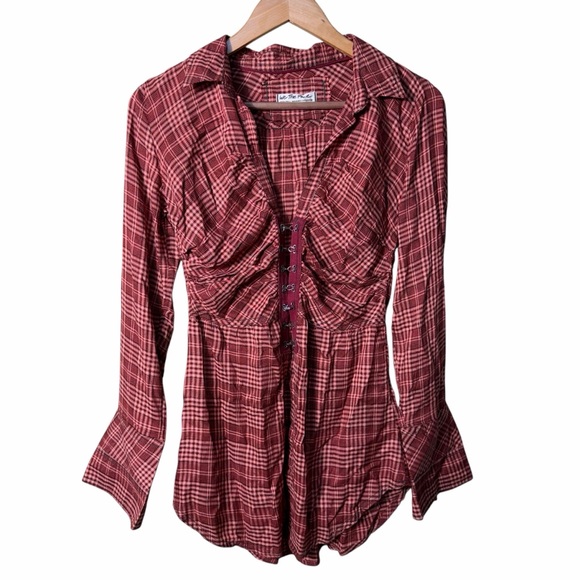We The Free Catalina Remade Plaid Long Sleeve Top Size XS - Picture 5 of 15
